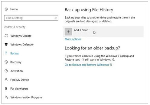 Back up Files Using File History