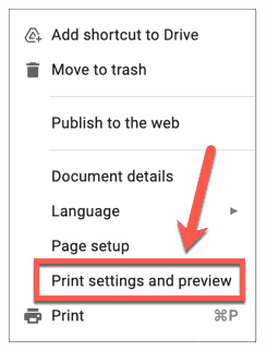 Print Settings and Preview