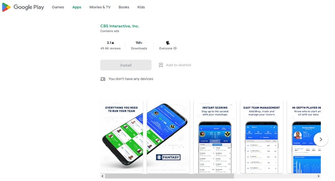 CBS Sports Fantasy for Android - Free App Download