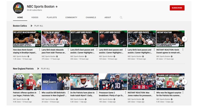 NBC Sports Boston Youtube