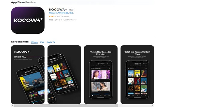 KOCOWA+ App for iOS