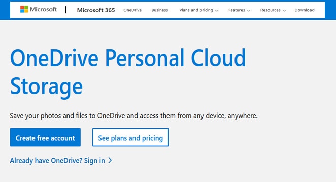 OneDrive Personal Cloud Storage 