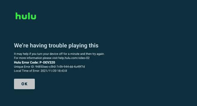 Fix HULU Error Code P-DEV320