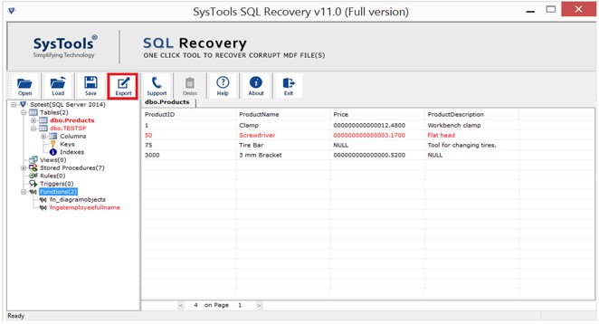Recovered database objects