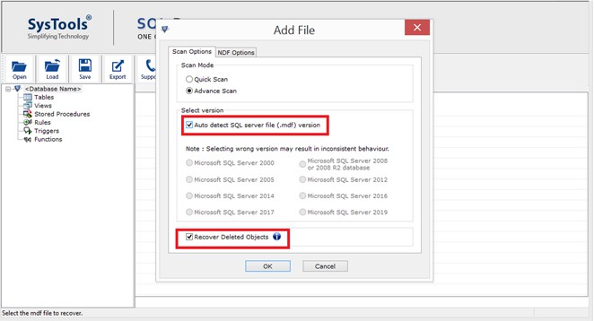 Select SQL MDF file version