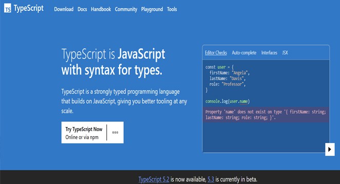 TypeScriptlang JavaScript alternatives