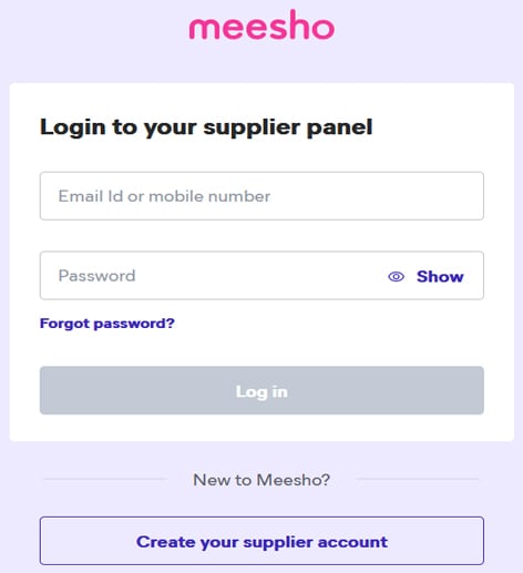 Login to your supplier panel